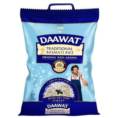 Daawat Traditional Basmati White Rice - Authentic Extra Long Grain Basmati Rice - 10 lb Bag