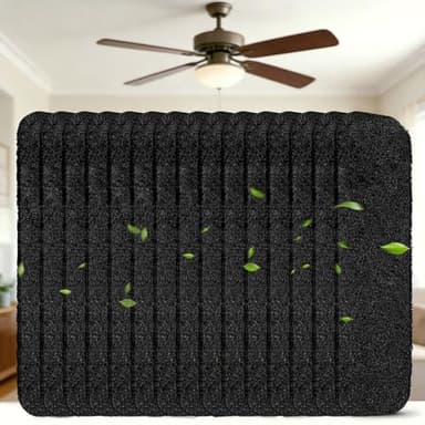 15Pcs Ceiling Fan Filters for Blades, Activated Coconut Shell Carbon Ceiling Fan Filters, Unscented Fan Blade Air Purifier Pads for Common Household Contaminants, Easily Sticks