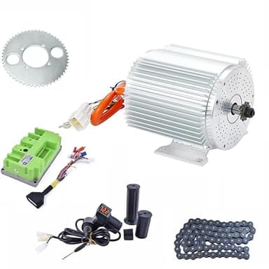 72V 3000W Brushless Motor with Temperature Sensor 6mm² Phase Wires Electric DC Motor 80A Fardriver Controller T8F Chain for Electric Go Kart Kit (3KW with Bracket)
