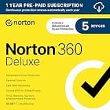 Norton 360 Deluxe 2025, Antivirus software for 5 Devices with Auto-Renewal – Includes Advanced AI Scam Protection, VPN, Dark Web Monitoring & PC Cloud Backup [Download]