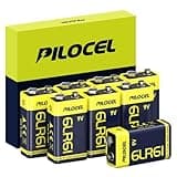 PILOCEL 9V Batteries, 9 Volt Alkaline Battery, Long-Lasting 9V Battery for Smoke Detector, 10-Year Shelf Life, 8 Pack, 9V-6LR61 8PC