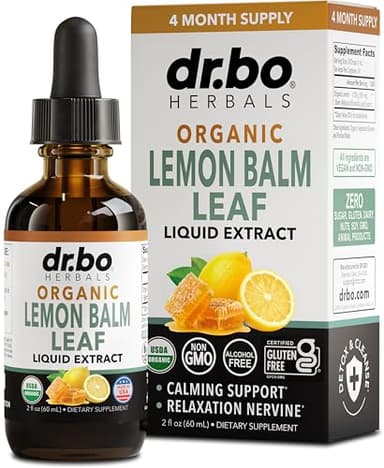 Organic Lemon Balm Extract Tincture - Organic Lemon Balm Leaf Liquid Extract Drops Oil Melissa Officinalis, Calm Relaxation Tea Supplements - Vegan Liquid Drops Tincture Supplement, Kids & Adults 2oz