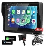 Podofo 2025 Upgrade Motorcycle GPS Wireless Apple Carplay/Android Auto Waterproof Car Stereo, 5" IP67 Waterproof IPS Touchscreen with Dual Bluetooth,Navigation/Siri/Goog-le for Motorbike