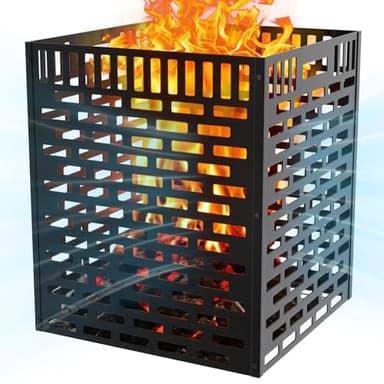 Heavy Duty Burn Barrel – 63 Gallon Outdoor Steel Incinerator Drum with Burn Cage, Rust-Resistant Coating for Yard Waste, Leaves, Paper & Wood Burning