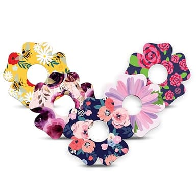 ExpressionMed - Adhesive Patch for Device (5-Pack) - Made in The USA, Waterproof, Split Backing, CGM Tape (Wildflower) (Libre 3 & Libre 3 Plus Flower)