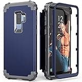 IDweel for Galaxy S9 Plus Case, for Galaxy S9+ Case Blue for Men Boys, 3 in 1 Shockproof Slim Hybrid Heavy Duty Protection Hard PC Cover Soft Silicone Rugged Bumper Full Body Bumper Case, Blue