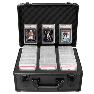 OUUTMEE Graded Card Case - Aluminum Alloy Graded Card Storage Box Compatible with 100 Card Slabs - the Sports Trading Card Case Fits PSA, CSG, BGS
