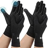 2 Pairs Compression Full Finger Arthritis Gloves, Copper Glove with Touch Screen Fingers for Everyday Support, Hand Joint Pain, Carpal Tunnel, Tendonitis, Trigger Finger, Fit for Men & Women (Medium)