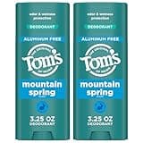 Tom’s of Maine Mountain Spring Natural Deodorant for Men and Women, Aluminum Free, 3.25 oz, 2-Pack