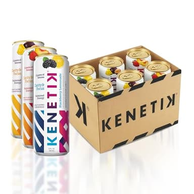 KENETIK Caffeine-Free Focus Drink – Brain Fuel for Mental Clarity and Cognitive Endurance, Sugar-Free, Bioidentical Ketones (D-BHB), 12oz – 6 Pack, Variety