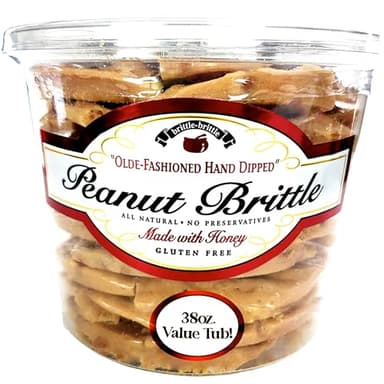brittle-brittle Peanut Brittle Candy, Handmade Old Fashioned Peanut Brittle Made with Honey, All Natural, Gluten Free, Perfect Snack or Gift, 38 oz