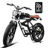 PJIBO Electric Bike for Adults, Aluminum Body, 1000W Motor Up to 30 MPH and 50-75 Miles Long-Range Electric Bike, 20" Fat Tires Electric Dirt Bike 48V 17.5AH Commuter Electric Bicycle(Brown)