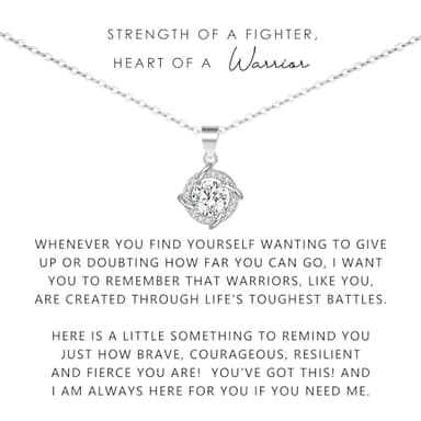 NOURISHLOV Warrior Gift Necklace, Strength of a Fighter, Hardship Gifts, Strength Keepsake, Gift of Encouragement, Words of Wisdom