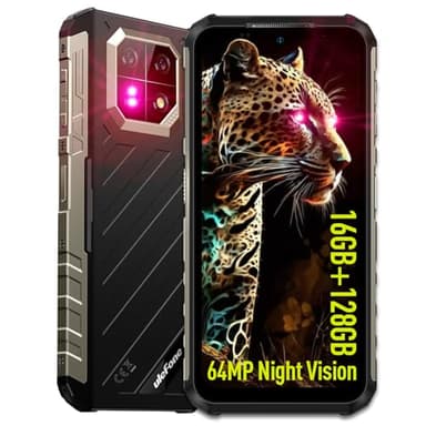 Ulefone Armor 22 Rugged Phone, IP68/IP69K, 64MP Wide-Angle & 64MP Night Vision Camera, 6.58”FHD+ 120Hz Display, 16GB+128GB MTK Helio G96, 6600mAh, 33W Fast Charging, Android 15, IR Blaster - Black