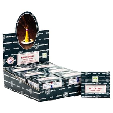 Satya Sai Baba Palo Santo Original Earth Marked Natural Masala Incense 144 Dhoop Cones in Pack of 12 Boxes | Best for Prayer, Meditation and Relaxation