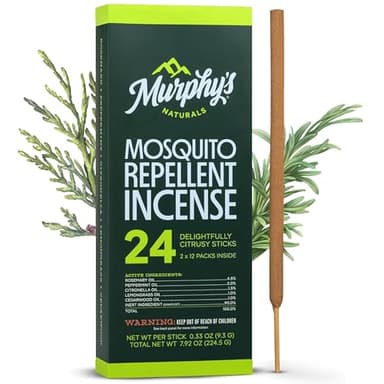 Murphy’s Naturals Mosquito Repellent Incense Sticks, 24 Count, Insect Repellent with Citronella for Outdoor Yard, 2.5+ Hours per Stick