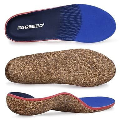 Plantar Fasciitis Relief Feet Cork Insoles Arch Supports Orthotics Inserts for Flat Feet, High Arch, Foot Pain Shoe Heel Inserts in Work Boots Blue(for Women 8-9.5/Men 7-8.5)