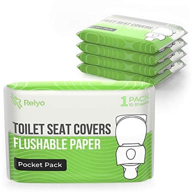 Toilet Seat Cover Paper Flushable (50 Pack) - XL for Adults and Kids Potty Training, 100% Biodegradable Travel Supplies Essentials for Public Restrooms, Airplane, Camping, Festivals
