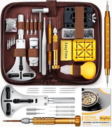 EasyTime Watch Repair Kit, Watch Link Removal Tool, Watch Band Adjustment, Including Watch Back Case Opener, Spring Bar, Operation Manual, Suitable for Battery Replacement and Strap disassemble