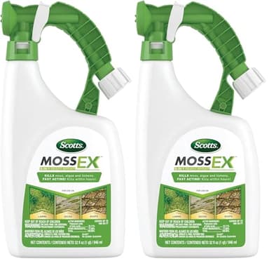 Scotts MossEx 3-in-1 Ready Spray,Kills Moss,Algae and Lichens,Fast Acting,Use on Lawns,Roofs,and Patios,32 fl. oz.,(Pack of 2)