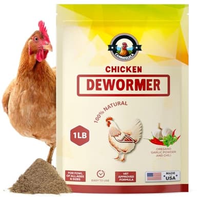 Natural Chicken Dewormer Powder, Chili Mix Formula, 1LB XL Pouch, Poultry Wormer for Laying Hens, Egg Safe, Gut Health Support, Made in the USA for Backyard Flocks
