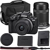 Canon EOS R50 Mirrorless Camera with Canon RF-S 18-45mm f/4.5-6.3 is STM and RF-S 55-210mm f/5-7.1 is STM Lens Kit with Canon Shoulder Bag, Black
