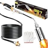 Heavy Duty Propane Torch Weed Burner with 9.8 FT Rubber Hose, Output 1200,000 BTU Weed Torch with Turbo Trigger Push Button Igniter & Oven Gloves, Adjustable Flamethrower For Burning Weed, Ice Snow