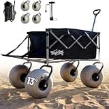 WONDERCAMEL Beach Wagon with Big Wheels for Sand, 13'' Balloon Wheel, Collapsible Cart with All Terrain Inflatable Tires (Black) (Black)