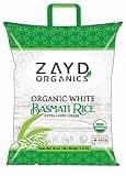 Zayd Organic White Basmati Rice, Indian Traditional Extra Long Rice, Vegan, Fresh, USDA Organic, 10lbs