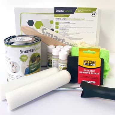 SmarterSurfaces Whiteboard Paints (21 Sq.Ft/4.8 Fl Oz) Full KIT - Whiteboard Paint Dry Erase for Walls | White Board Wall Paints | Convert Wall Into Writable Surface | Dry Erase Paint for 10+ Years