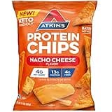 Atkins Nacho Cheese Protein Chips, 4g Net Carbs, 13g Protein, Gluten Free, Low Glycemic, Keto Friendly, 12 Count