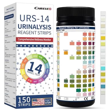 14 Parameters Urine Test Strips for Urinalysis | 150 Strips - Testing for Kidney, Liver, UTI, Keto Diet, Ketosis, PH, KET, Prot, SG, BIL, CRE, BLO, and +7 More