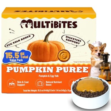 MULTIBITES 15.5oz Premium Pumpkin Puree for Cats & Dogs - Digestive Health,Sensitive Stomach for Soft Cat Treats - Natural Fiber Supplement for Dog Food Toppers,Kittens,Puppy Snacks