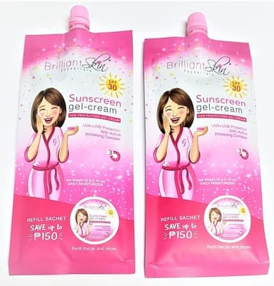 Brilliant Skin Sunscreen Gel-Cream SPF 30 Sachet Size 50 gram (Pack of 2), 3 Piece Set
