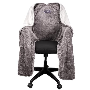 The Original Office Chair Blanket by SnuggleBack; Cozy Comfy Office Desk Chair Wrap Attaches for Hands-Free Warmth. Stay Warm In The Winter or Summer. (Grey Pattern Fleece)