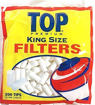 TOP - 18mm Premium King Size Filter Tips - 200 Filters per Bag