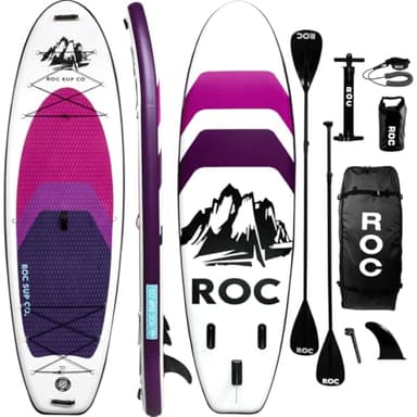Roc Inflatable Stand Up Paddle Board 10' 6" with Premium SUP Paddle Board Accessories, Wide Stable Design, Non-Slip Comfort Deck for Youth & Adults (Violet)