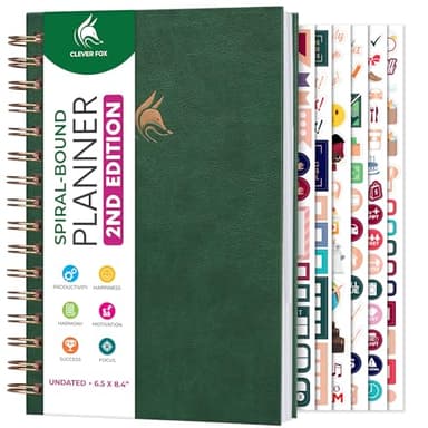 Clever Fox Planner 2nd Edition Spiral – Colorful Weekly & Monthly Goal Planner, Time Management & Productivity Organizer, Undated (Forest Green)