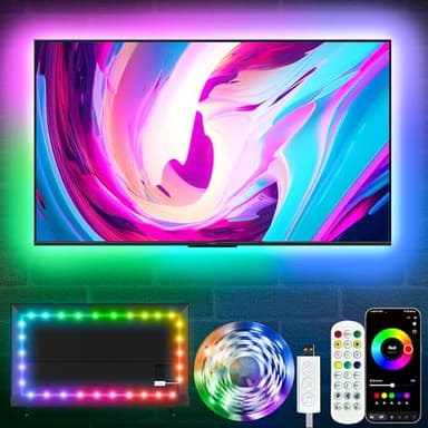 KSIPZE LED Lights for TV, 16.5ft TV led Backlight for 45-75 Inch TVs RGB TV Backlight Behind Music Sync Smart APP & Button Control TV LED Strip Lights USB Powered for Bedroom/Gaming