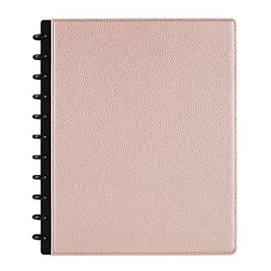 TUL® Discbound Notebook With Pebbled Leather Cover, Letter Size, Narrow Ruled, 60 Sheets, Rose Gold