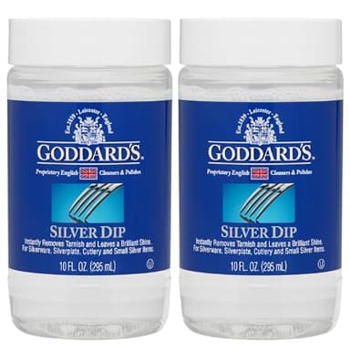 Goddard’s Silver Cleaning Dip – Silver Jewelry Cleaner Solution for Filigree Metalwork & Small Items – Professional Use Tarnish Remover (2-Pack)
