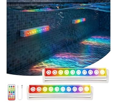 Orbecco Underwater Pool Lights, IP68 Waterproof Submersible Pool Led Lights with 13 Lighting Modes, Rechargeable Pool Light with Remote Control and Timer, Pool Lights for Above Ground Inground Pools