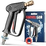 McKillans® Short Pressure Washer Gun with Swivel - High Pressure Water Handle with 3/8" Male Plug and 1/4” Quick Connector Coupler - Power Washer Gun Compatible with Foam Cannon - Car Wash Foam Gun