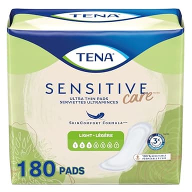 TENA Sensitive Care Female Incontinent Pad Regular Length 9" L 54358, 180 Ct