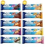 Pure Protein Bars Variety Pack | 10 flavors | High Protein, Nutritious Snacks to Support Energy, Low Sugar, Gluten free. Two new flavors Galactic Brownie and Caramel Churro. (Packaged for you by Mix it up)
