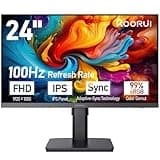 KOORUI 24 inch Monitor, Full HD 1920 x 1080, Ultrathin, 100Hz IPS, Tilt Pivot Vertical Height Adjustable, HDMI, VGA Port, VESA Mountable, Black, 24N6