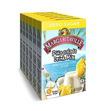 Margaritaville Singles To Go Water Drink Mix - Margarita Flavored, Non-Alcoholic Powder Sticks (Pina Colada, Pack - 6)