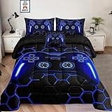 5 Pieces Bed in a Bag for Boys Bedding Sets Twin Size,Gamer Comforter Sets for Boys Kids, Gaming Comforter Set for Boys Room Decor with Flat Sheet,Fitted Sheet,Pillowcase,Cushion Cover