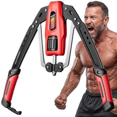 EAST MOUNT Twister Arm Exerciser, Adjustable Hydraulic Resistance 22–440 lbs, Arm Chest & Shoulder Strength Trainer for Home Workouts, Upper Body Muscle Builder, Fitness Training Equipment (Red)