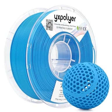 YXPOLYER Flexible PLA Food-Grade Soft PLA 92A 3D Printing Filament 1.75mm 1KG Blue for Bouncy Airless Basketball, Safe Dog Chew Toy, Interactive Pet Ball